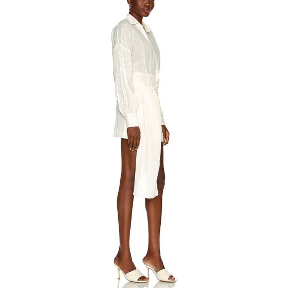 Atoir White Mini Shirt Dress SMALL Designer Wrap Draped Career Office $335 NEW - Picture 2 of 8